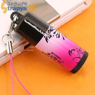 メントールの香り♪近江兄弟社メンターム薬用リップスティックmini(B)2.5g携帯ストラップ（ブラック×ピンク）【リップクリーム】の画像