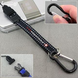 ライフガード静電気防止素材使用カラビナ付ストラップ（ブラック）EM646BKの画像