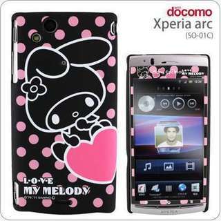 [docomo Xperia arc(SO-01C)専用]iDressマイメロディ ケース＆画面保護フィルム(ドットブラック)の画像