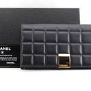 (IG)☆CHANEL シャネル チョコバー 二つ折り 長財布 黒 中古☆