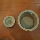 陶器のぬか床容器と重石のセット　の画像