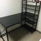 オシャレなデスク★美品★ブラック★ライト付の画像