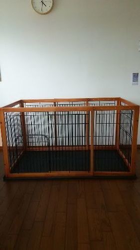 犬 ドッグ サークル ☆木製枠☆組み立て式☆サイズ調整可能（中古）※引き取り希望