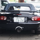 マツダ ロードスター1800 RS後期 黒 6F センターマフラー 車高調 フルセグナビ 外17アルミの画像