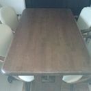 中古品 食卓テーブル キッチンテーブル 椅子4脚付 木目 チェアの画像
