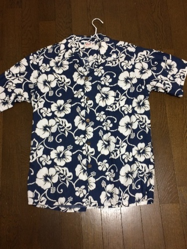 【入手困難】USA 産 ヴィンテージハイビスカス柄アロハシャツ紺
