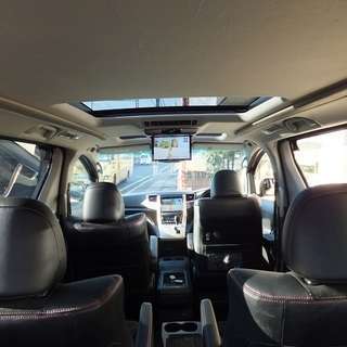 ☆値下げ☆Ｈ26年　ヴェルファイア2.4ＺゴールデンアイズII　１オーナー　ユーザー買取　ＷＡＬＤカスタム　ＷＡＬＤ20ＡＷ・ＷＡＬＤフルエアロ　ＢＬＩＺ車高調　サンルーフ　イクリプス10インチツインナビＴＶ 　DVD]再生可　ETC　両側パワースライドドアの画像