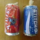 値下げ⇓ スティッチ★缶ジュース型貯金箱／圧縮タオル 赤青セット❷の画像