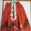 フラダンス用パウスカート　オレンジ　（ハンドメイド・中古）の画像