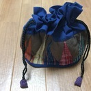パッチワークの巾着袋・ハンドメイド の画像