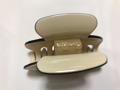 【新品未使用】スワロフスキー使用豪華！スーパーグリップヘアクリップフランス製 音符ト音記号五線譜 24,800円優しいミルキーカラー 