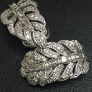 【美品1点物】Pt900 ダイヤ1.40ct 木の葉型 ダブルロック 14g パヴェスタイルの画像