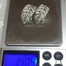 【美品1点物】Pt900 ダイヤ1.40ct 木の葉型 ダブルロック 14g パヴェスタイルの画像