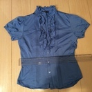 値下げしました！半袖 空色ブラウス レディースMの画像
