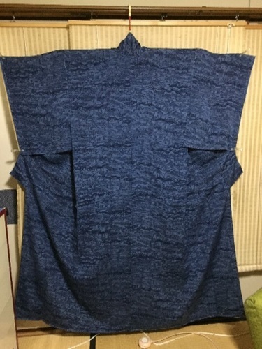 藍染ちりめん 小紋   未使用品！う