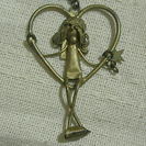 彫金作家　オリジナル　ネックレス　「月とハートと女の子」の画像