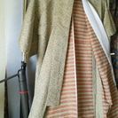 800円／　きもの②着物　紬風の織地　絹ポリエステル混紡か？コート、ベスト、羽織ものリメイク用にもの画像