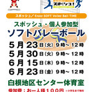 6月15日（木）9時～白根地区センター　個人参加ソフトバレーボール