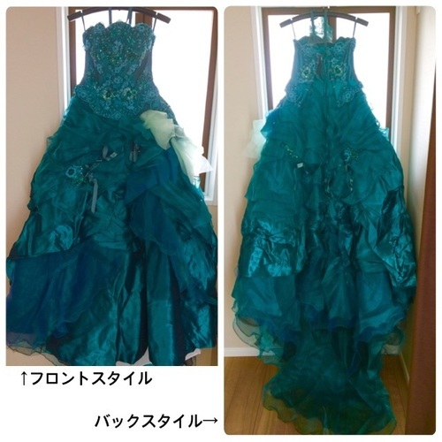エメラルドグリーンのカラードレス ウェディングドレス結婚式披露宴二次会に 7-11号