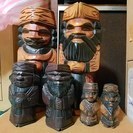 アイヌ ニポポ 木彫り人形 手作り工芸品 手彫り ３セットの画像