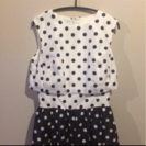 白×黒ドット柄 カラーロングドレス 〜パニエセット〜の画像