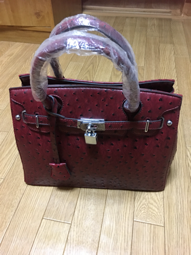 brille  ブリエ   バーキン風オーストリッジ型押しハンドバッグ   レッド