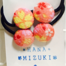 ハンドメイド ちりめん くるみボタン ヘアアクセサリーの画像
