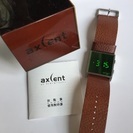 新品？★axcent of scandinavia 腕時計★デジタル 革ベルト？ 箱付きスウェーデン 茶色 ブラウン アクセントの画像
