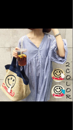 ニコちゃん 刺繍タイプ カゴバック ハンドバッグ 大人気！