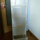 ５段収納クリアケース　水色・ホワイト　２個セットの画像
