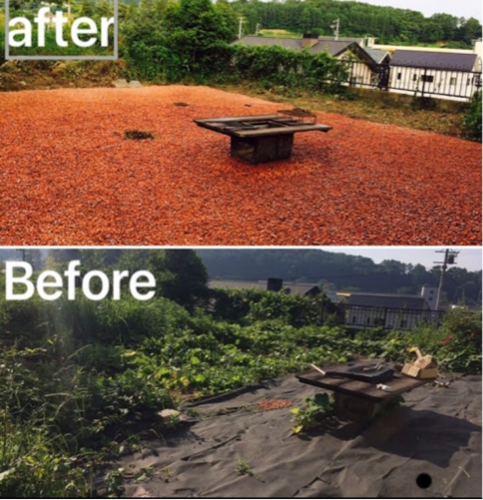 瓦チップ 来年の草刈り不要