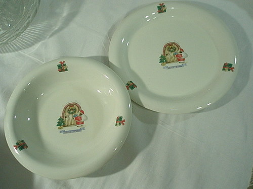 Xmas　くまのサンタ　プレート大小　ペア