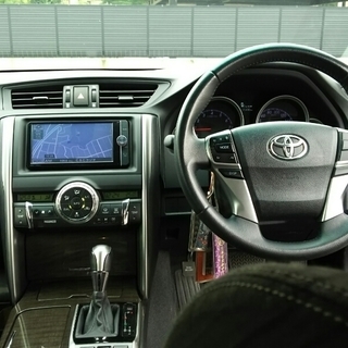 【ご成約、ありがとうございました！】H２４後期　マ－クX　黒　76000Ｋm　ナビ　TV　ETC　アルミ　タイヤ新品！車検２９年１２月まで有り。の画像