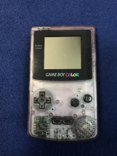 ゲームボーイカラー クリアパープル色（箱、取扱説明書、カセット８枚、単３アルカリ乾電池２本付）
