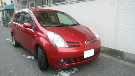 ニッサン ノート 赤社外ナビ、ホイール付きインテリジェットキー