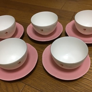茶托付き煎茶揃え 湯のみ 5客 美品　の画像