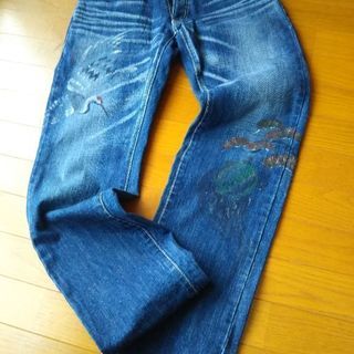 👖【京でん】禅   鶴亀手描きジーンズ👖