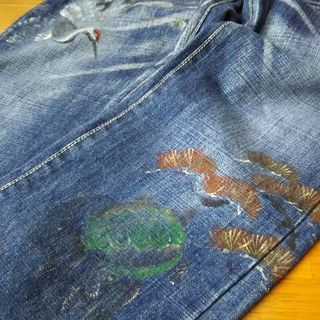 👖【京でん】禅   鶴亀手描きジーンズ👖の画像
