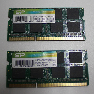 SP PC3-12800 8GB SO-DIMM DDR3-1600 ノートPC用メモリ 8GB×2枚