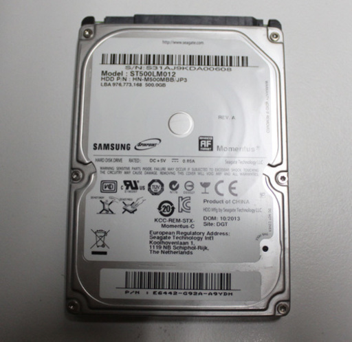 SAMSUNG HDD ST500LM012 500GB ノート用HDD フォーマット済み