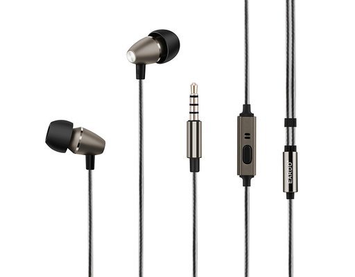 新品♥ 激安中 ♥　 イヤホン 外部ノイズ遮断 マイク搭載 ステレオヘッドホン 密閉型高音質イヤホン 金属イヤホン iPhone/Androidスマートフォン/PC/タブレット用 (灰色)