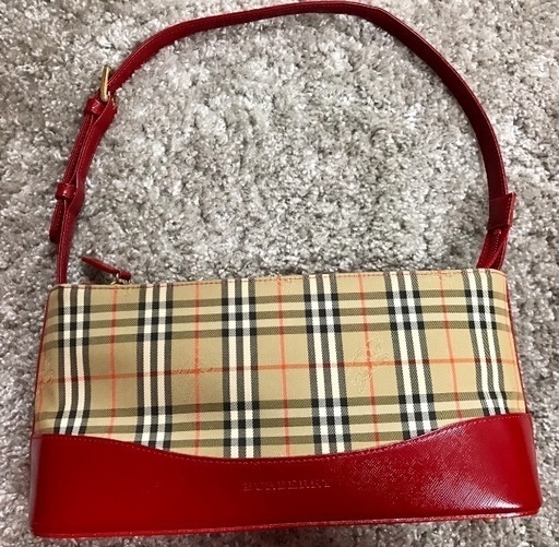 バーバリー バッグ ハンドバッグ ショルダーバッグ チェック 赤 レッド BURBERRY