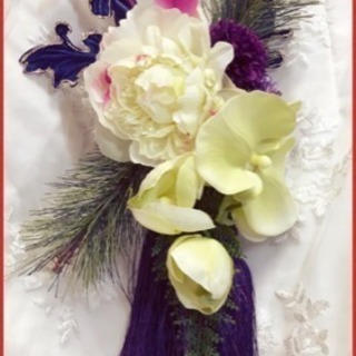 タッセルとピオニーとランの和リース🎀