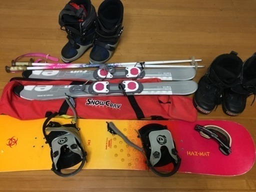 女性用スノーボード、スキーセット