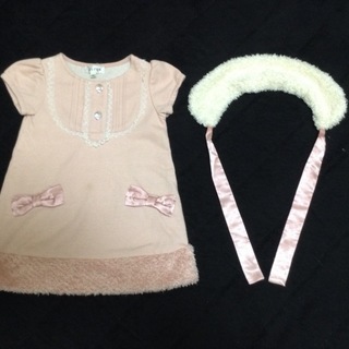 any FAM ピンク 可愛いファー付き ワンピース 90の画像