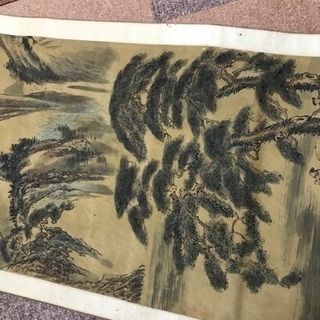 中国 古い 掛け軸 掛軸 絹本の画像