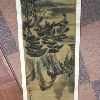 中国 古い 掛け軸 掛軸 絹本の画像