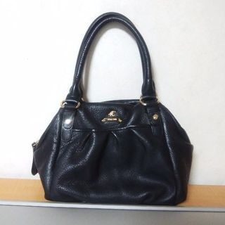 4℃ ロゴ入りレザーハンドバッグ