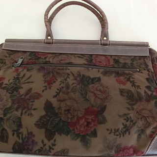 花柄布×革トートバッグ　ハンドバッグ　ビジネスバッグ　値下げの画像