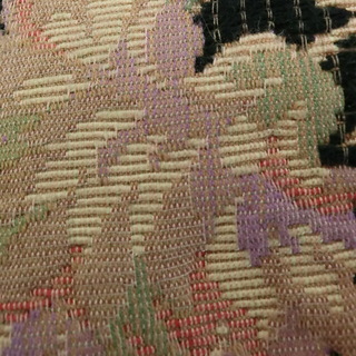 レトロ　ゴブラン織り×革ハンドバッグ　ゴブラン織りがま口バッグ　値下げの画像